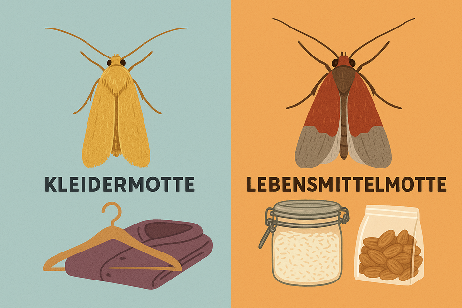 Kleidermotten vs. Lebensmittelmotten: Unterschiede und Bekämpfung