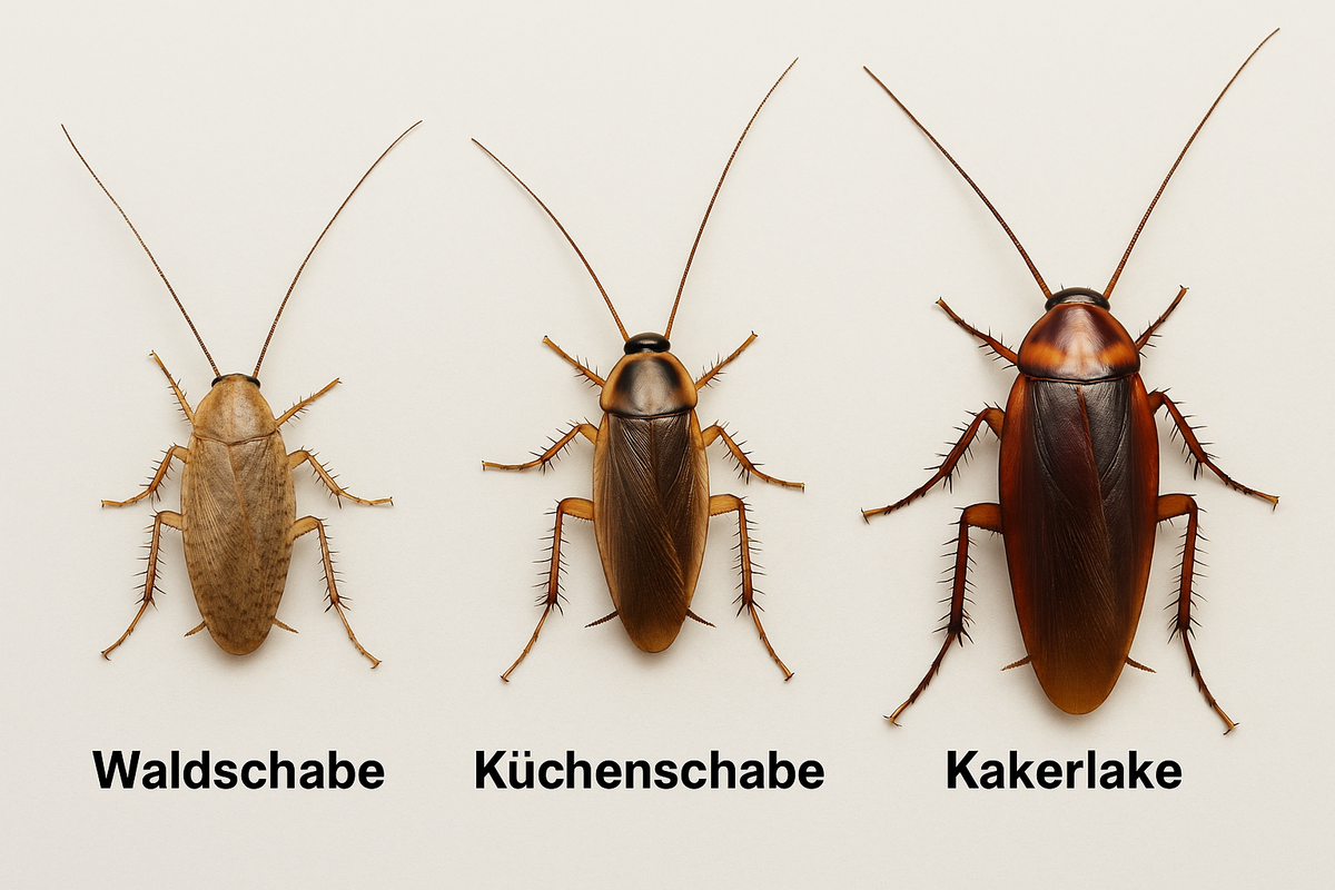 Waldschabe, Küchenschabe und Kakerlake im Vergleich – Unterschiede bei Aussehen, Farbe und Körperform