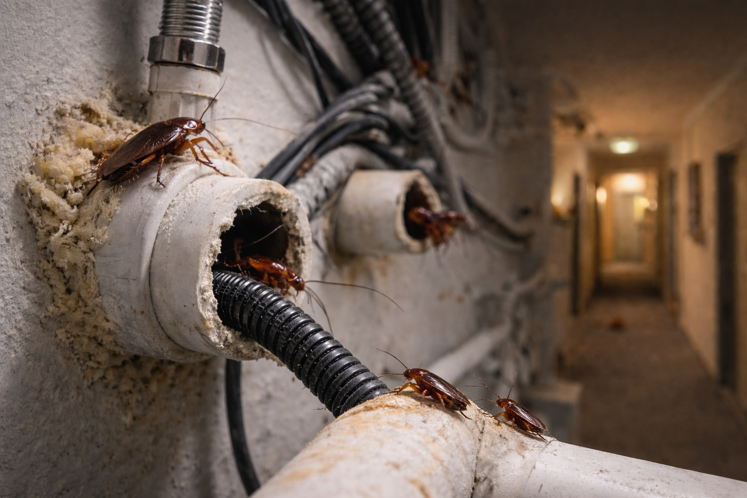 Cockroach Infested Cable Box Cockroaches in Residential Complexes – Spread Through Pipes ...