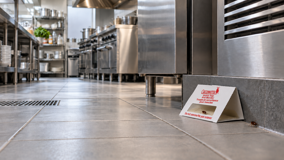 Schabenbefall in einer Restaurantküche mit Monitoringfalle – Küchenschaben erkennen, kontrollieren und gezielt bekämpfen