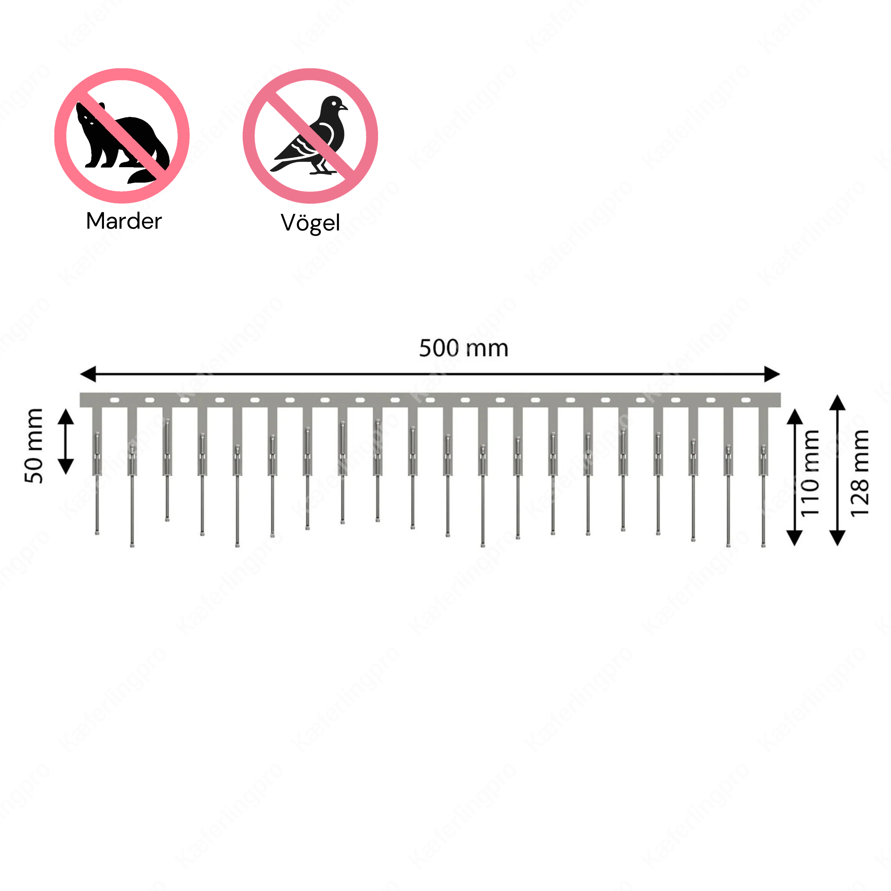 SolarSpine PV-Spikes in silver made of stainless steel – self-adjusting – 0.5 m element