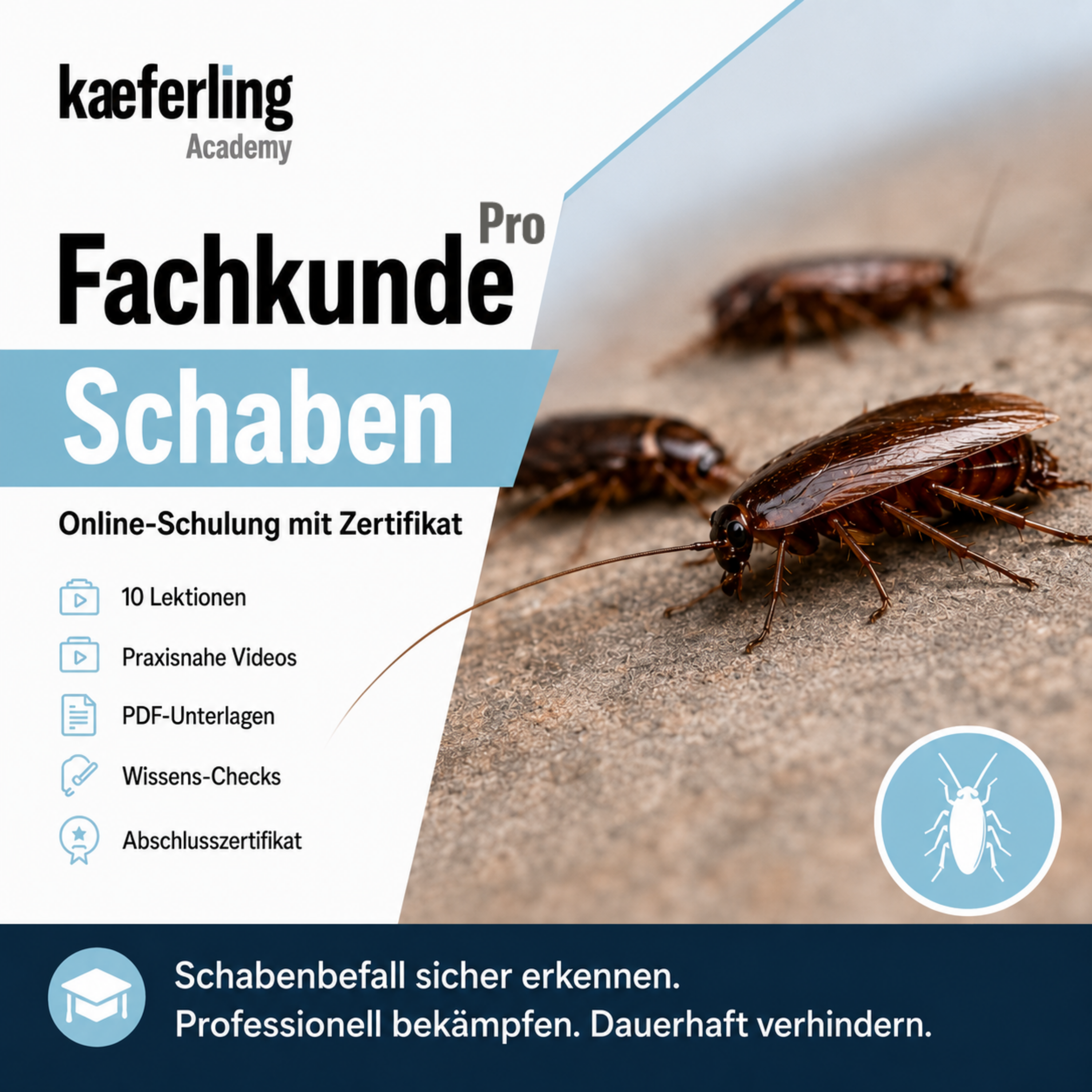 Fachkunde PRO: Schaben – Online-Schulung mit Zertifikat