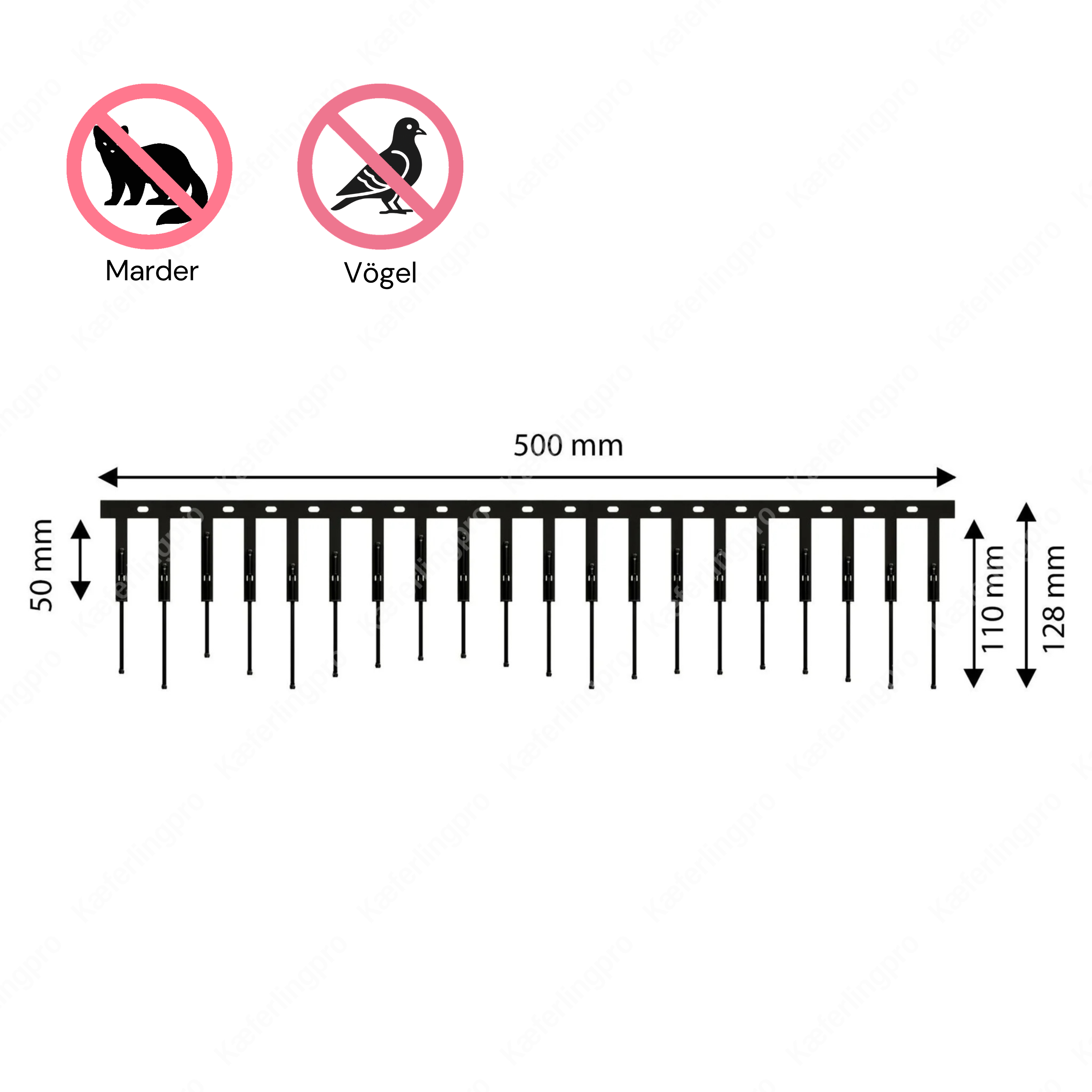 SolarSpine PV-Spikes in black made of stainless steel – self-adjusting – 0.5 m element