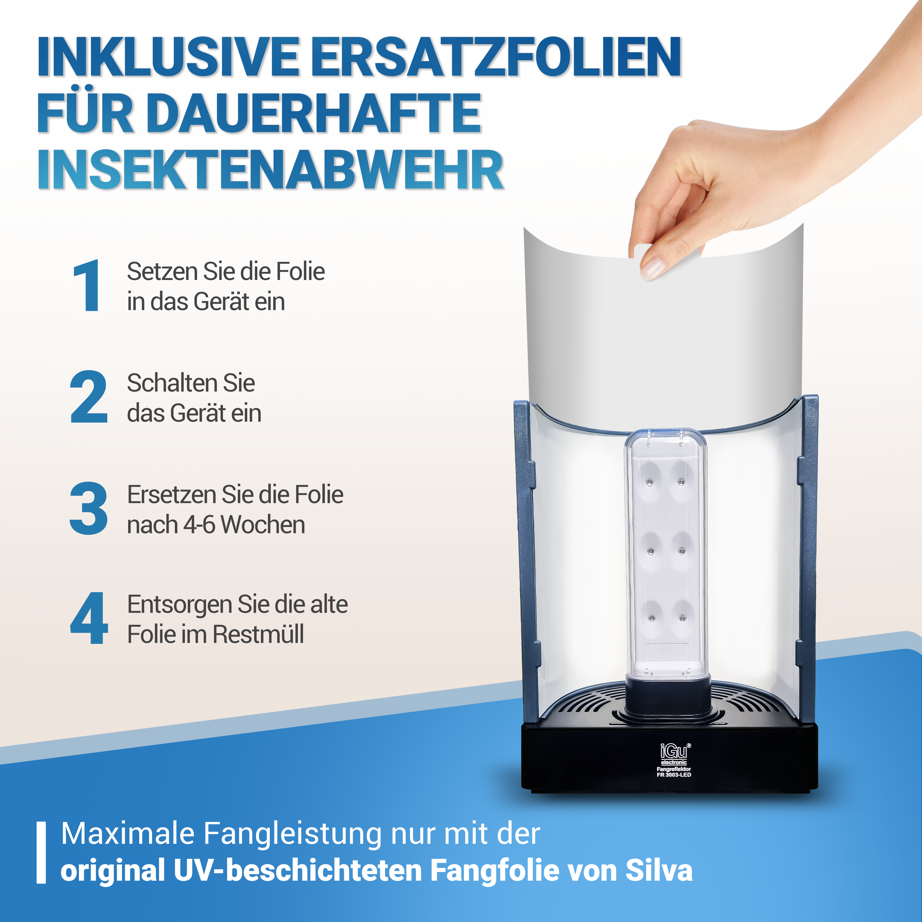 Ersatz-Folien für Fliegenfänger 3003 LED - 1 Set mit 8 Klebefolien