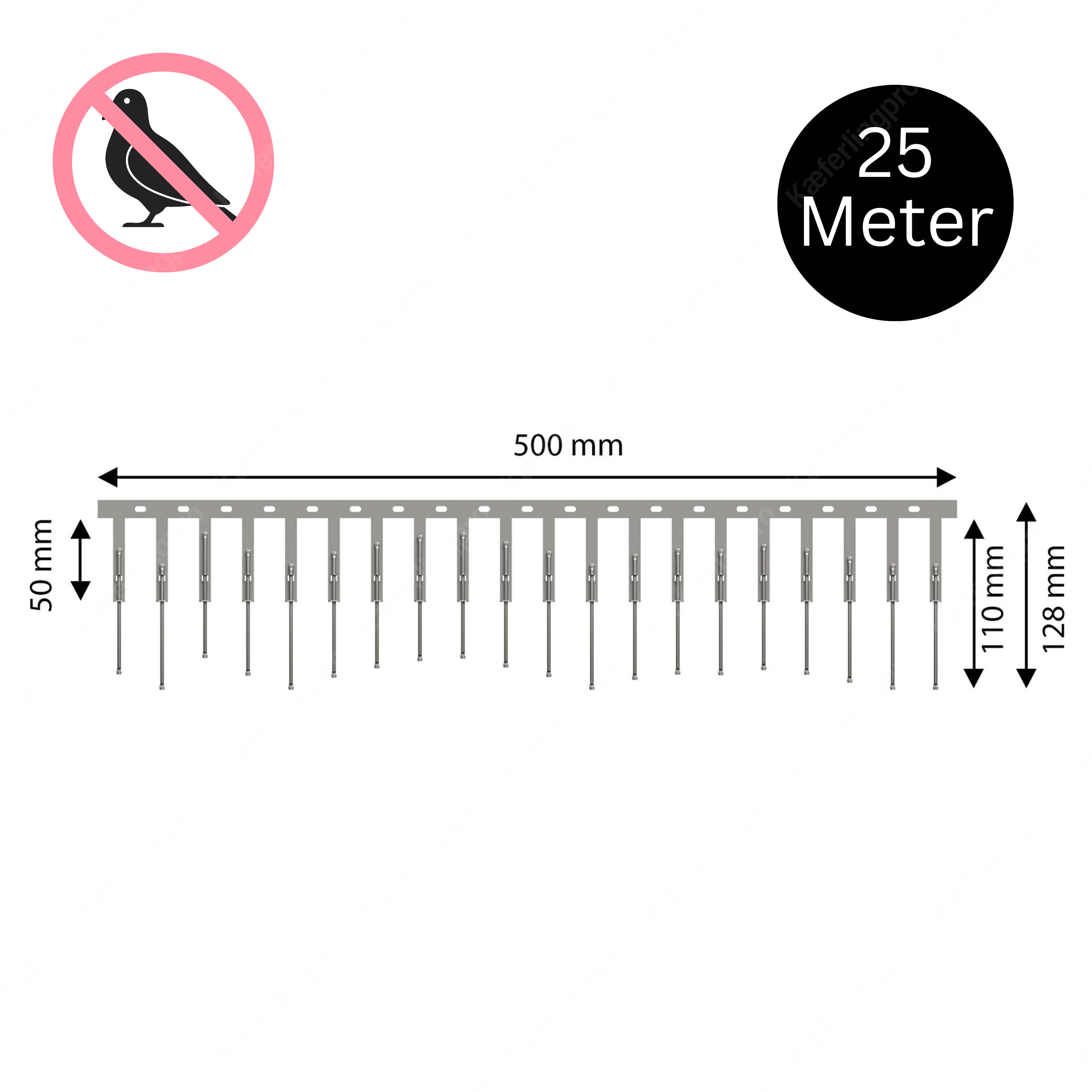 PV-Spikes aus Edelstahl in 110 mm und 128 mm Höhe – hochwertige Taubenabwehr-Spikes zur wirksamen Vogelabwehr. Effektiver Schutz vor Tauben, Möwen und anderen Vögeln auf Balkonen, Dachrinnen, Fensterbänken und Fassaden. Rostfrei, langlebig und leicht zu montieren für privaten und gewerblichen Einsatz.