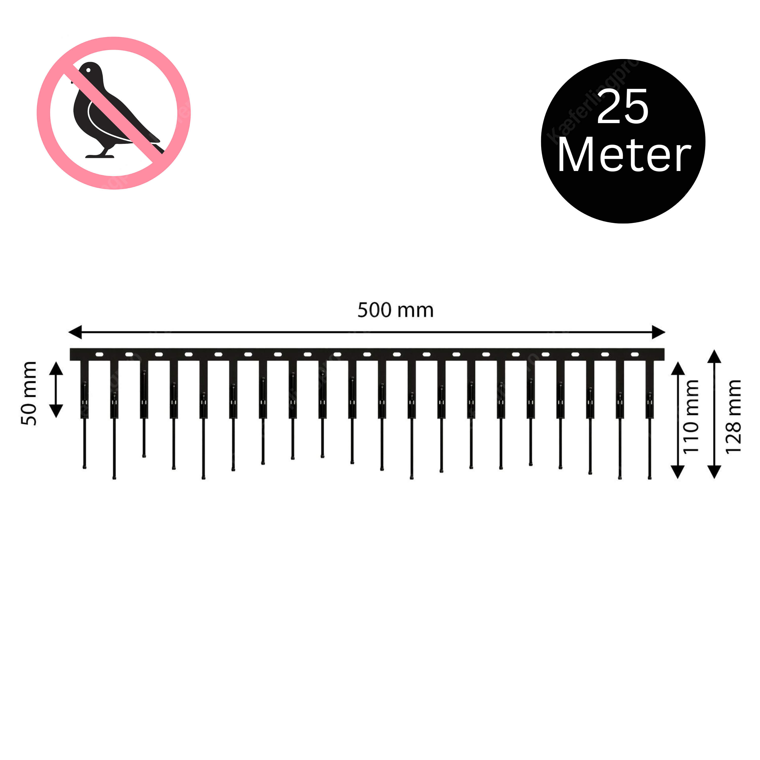 Schwarze PV-Spikes aus Edelstahl in 110 mm und 128 mm Höhe – effektive Taubenabwehr-Spikes zur professionellen Vogelabwehr. Schützen zuverlässig vor Tauben, Möwen und anderen Vögeln auf Balkonen, Fensterbänken, Dachrinnen und Fassaden. Rostfrei, langlebig, witterungsbeständig und einfach zu montieren – ideal für private und gewerbliche Gebäude.