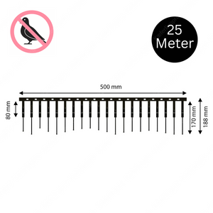 Schwarze PV-Spikes aus Edelstahl in 170 mm und 188 mm Höhe – robuste Taubenabwehr-Spikes zur professionellen Vogelabwehr. Effektiver Schutz gegen Tauben, Möwen und andere Vögel auf Dachrinnen, Fensterbänken, Balkonen und Fassaden. Rostfrei, langlebig, witterungsbeständig und einfach zu montieren für private und gewerbliche Gebäude
