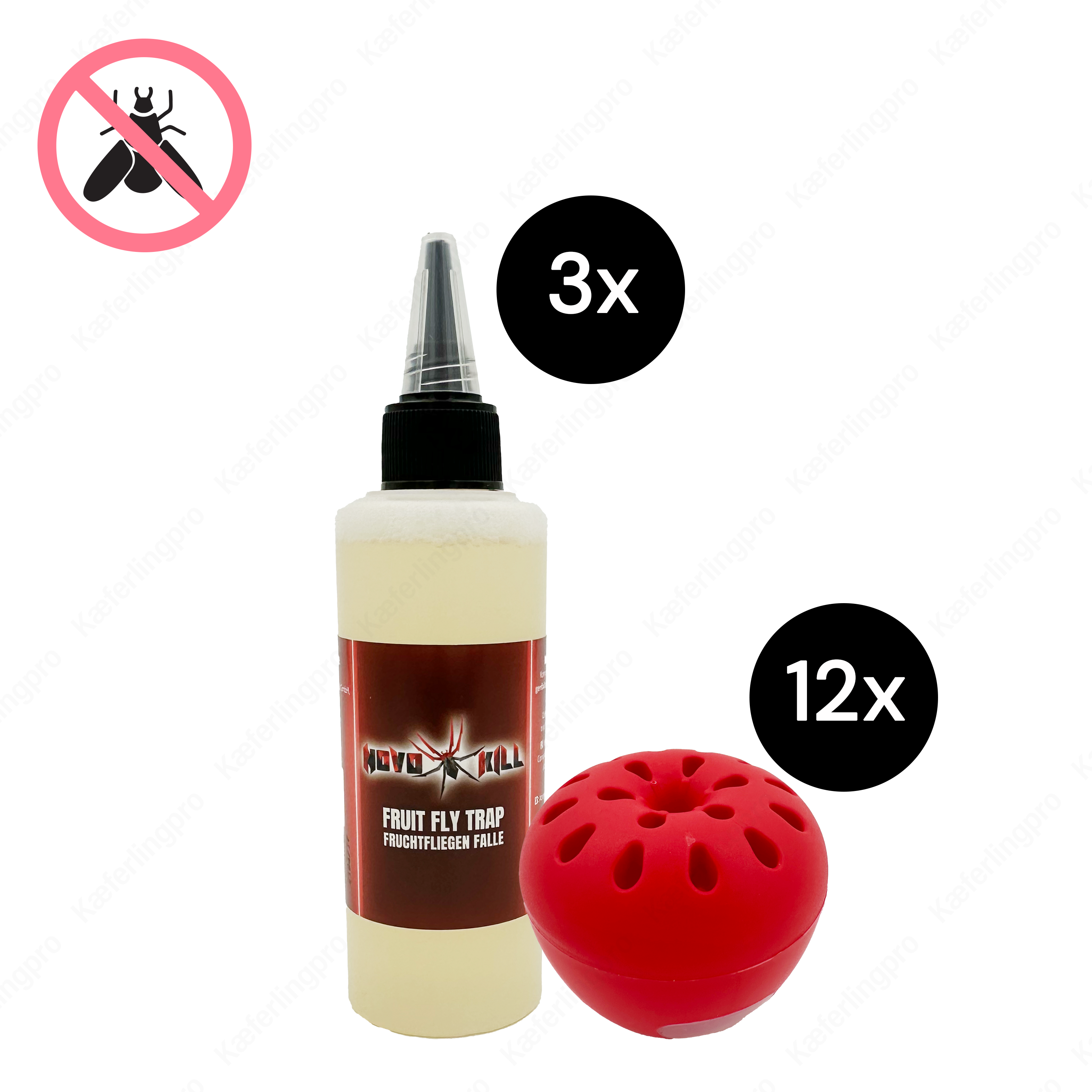 nk Fruchtfliegenfalle mit Lockstoff - 12 Fallen + 3x 100ml Lockstoff