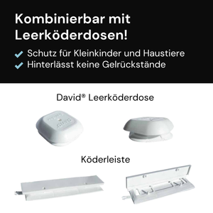 Leerköderdose und Köderleiste für Gelköder in der Schädlingsbekämpfung, kindersicher und ohne Gelrückstände