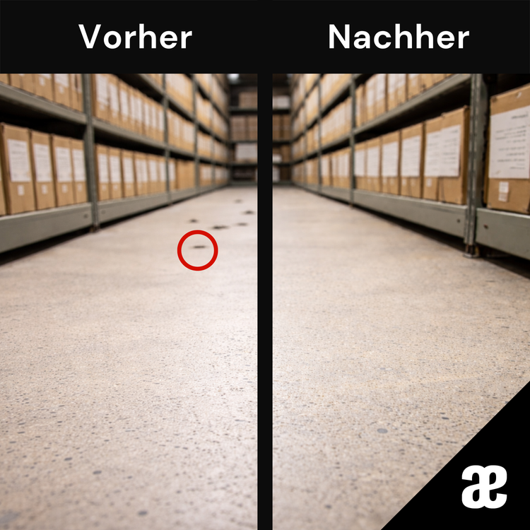 Vorher-nachher-Bild von Papierfischchenbefall im Archiv nach Schädlingsbekämpfung