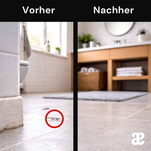 Vorher-nachher-Bild von Silberfischbefall im Badezimmer nach Schädlingsbekämpfung